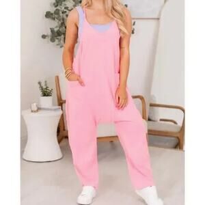 Pink Lily Day In The Life Neon Pink Slouchy Relaxed Fit Dropped Lounge Jumpsuit